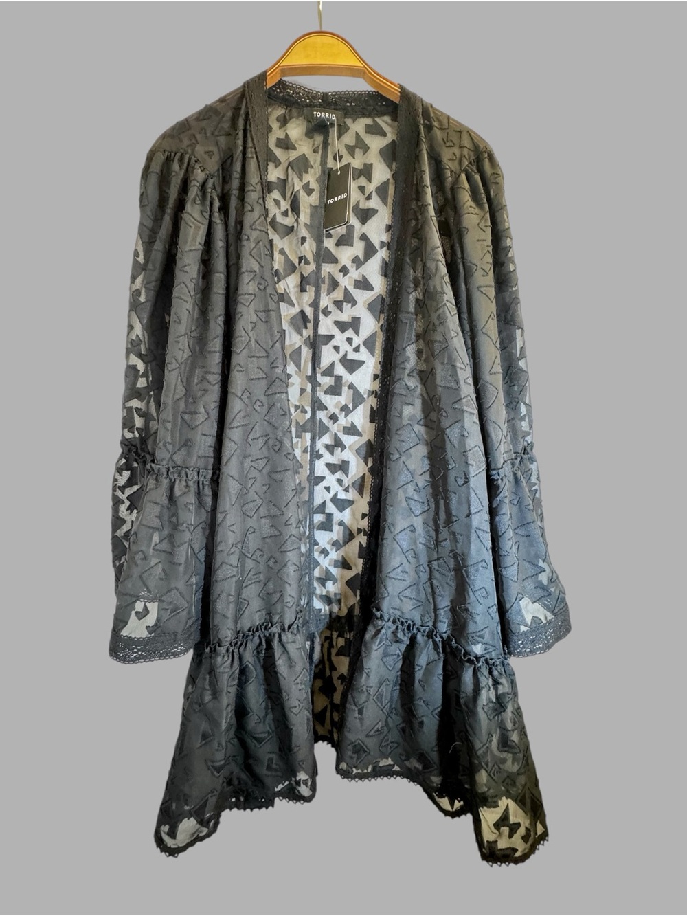 Torrid Black Geometric Bell Sleeve Kimono Plus Size 4X
